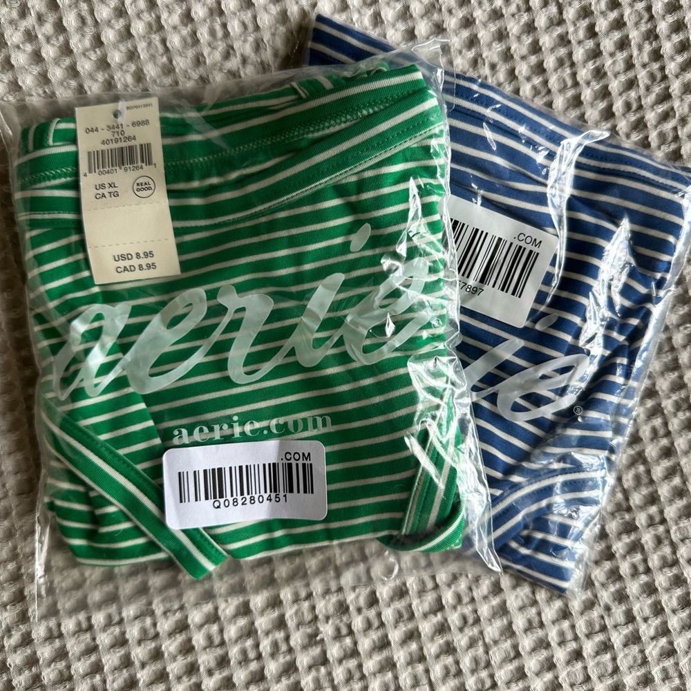 NWT Aerie Microfiber Boybrief Panties - Green and Blue Striped